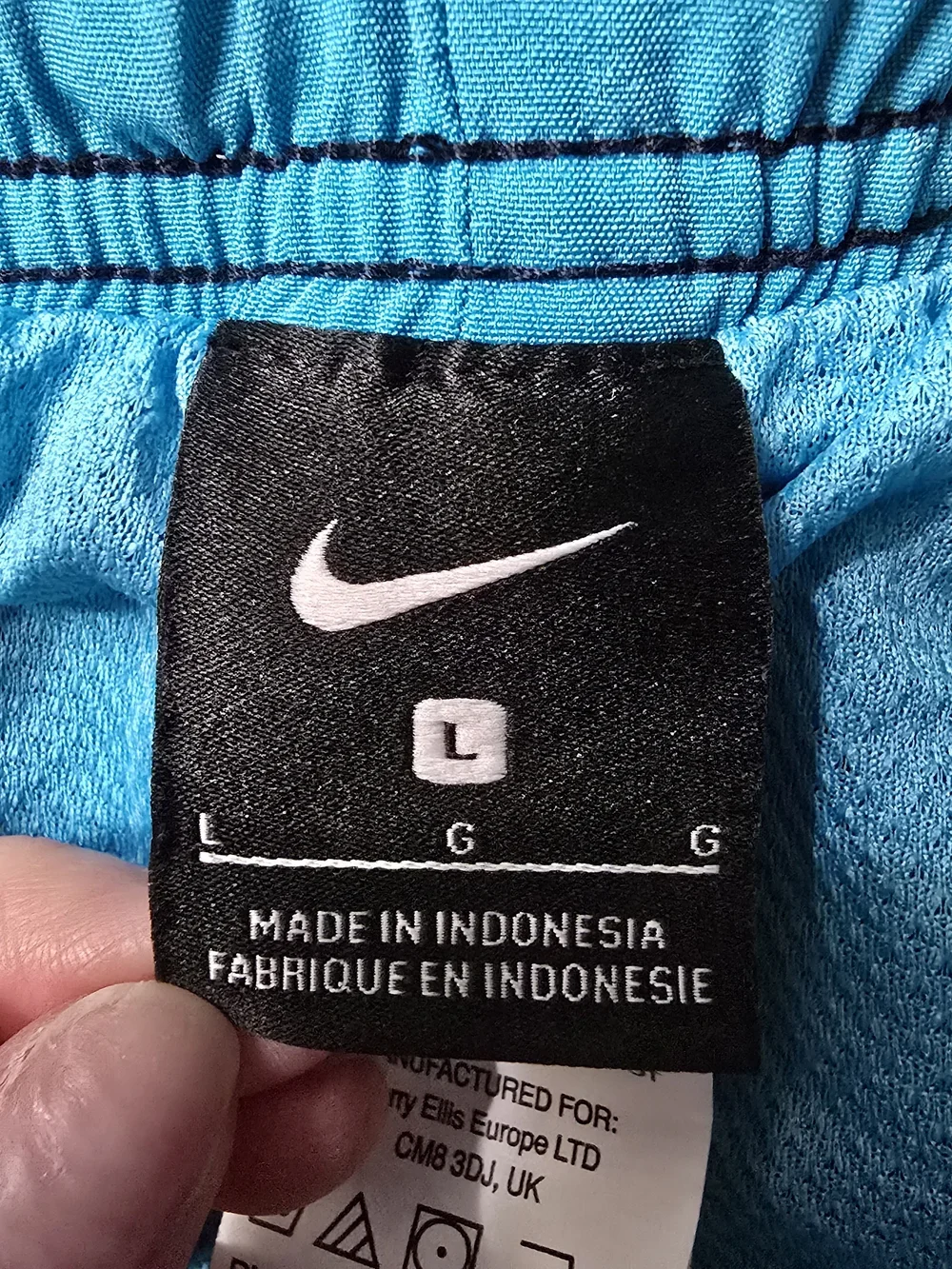 Nike Men’s Large Navy Blue Turquoise Swim Trunks Board Shorts Lined